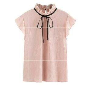 Pink bow tie blouse